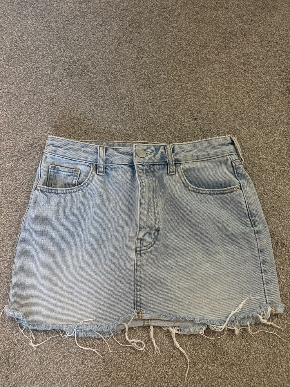 PacSun Light Blue Denim Mini Skirt with Frayed Hem